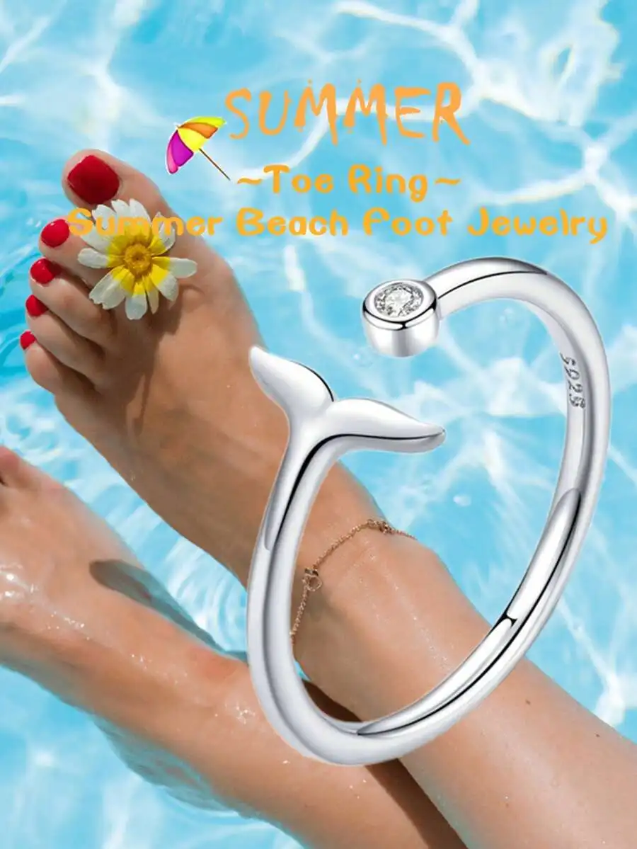 Adjustable Whale Tail Toe Ring With Crystal For Summer Beach Wear
Adjustable Whale Tail Toe Ring With Crystal For Summer Beach Wear
