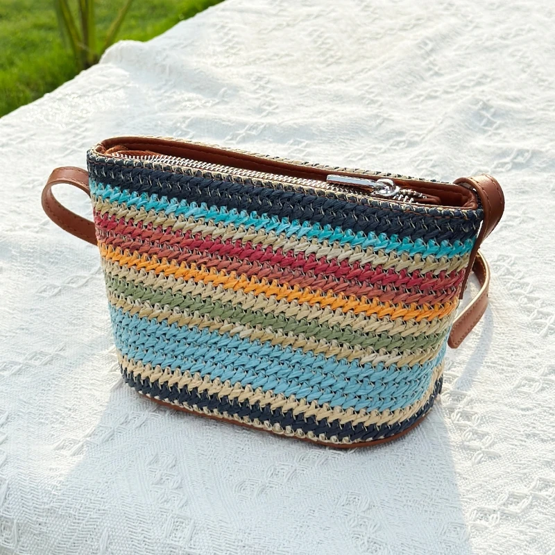 Fashionable Colorful Striped Straw Woven Crossbody Bag Women Summer Bohemian Straw Bag Casual Beach Vacation Shoulder Bag 2026
Fashionable Colorful Striped Straw Woven Crossbody Bag Women Summer Bohemian Straw Bag Casual Beach Vacation Shoulder Bag 2026