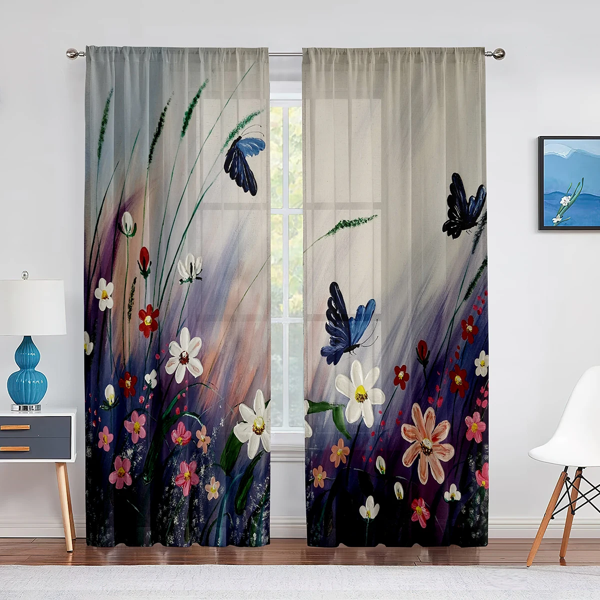 Spring Flower Colorful Floral Butterfly Sheer Curtain for Living Room Voile Window Blinds Bedroom Tulle Drape Kitchen Curtains
Spring Flower Colorful Floral Butterfly Sheer Curtain for Living Room Voile Window Blinds Bedroom Tulle Drape Kitchen Curtains