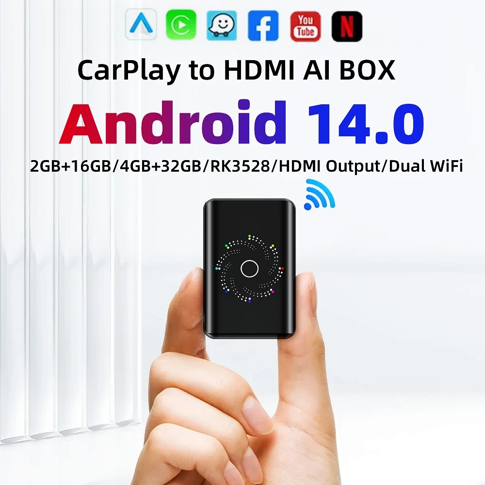 2026 3in1 Android 14.0 CarPlay Ai Box Wired to Wireless Auto USB WIFI Adapter For Youtube Netflix Universal TV Box Plug And Play
2026 3in1 Android 14.0 CarPlay Ai Box Wired to Wireless Auto USB WIFI Adapter For Youtube Netflix Universal TV Box Plug And Play