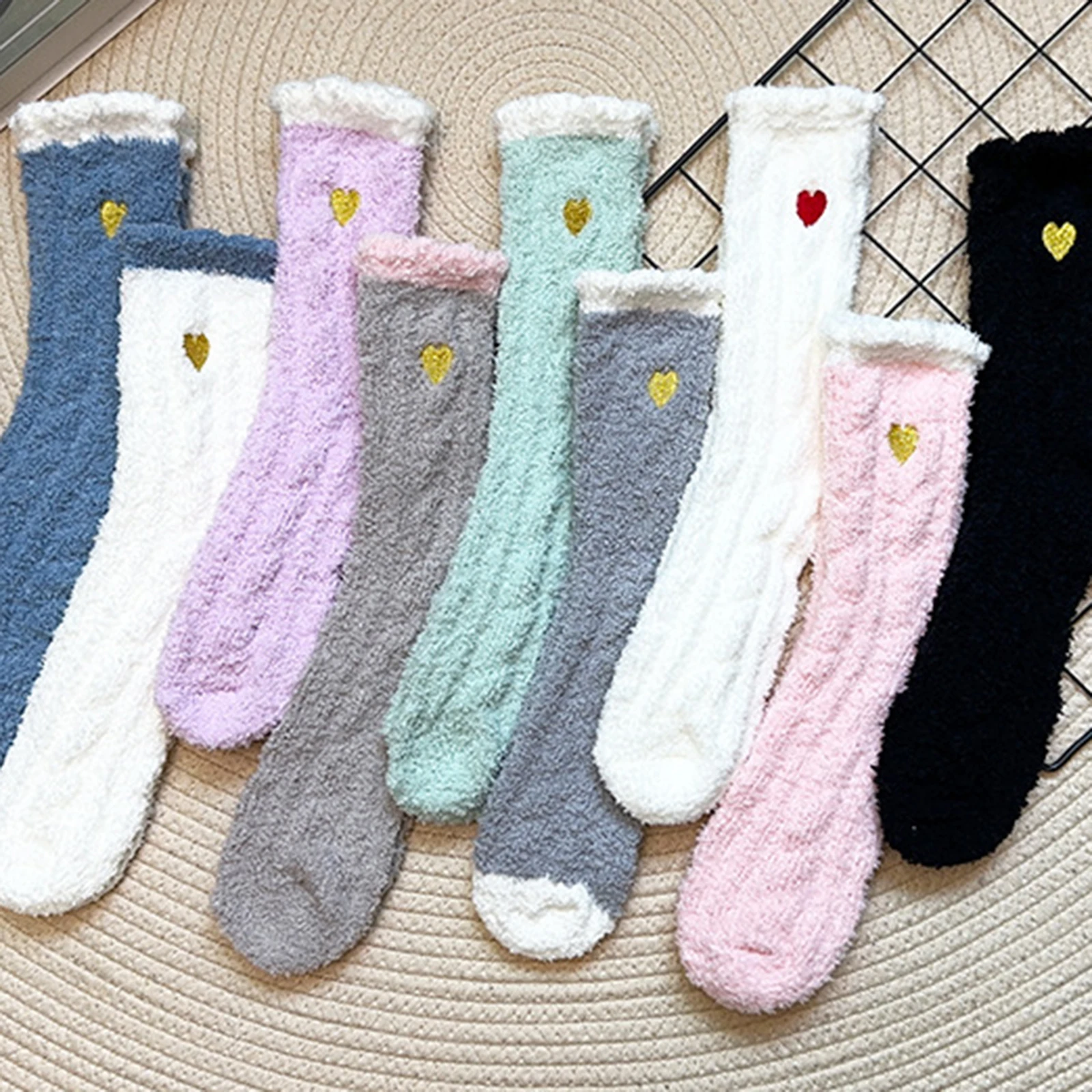 Women Sleep Socks, Soft Embroidery Heart Warm Soft Floor Socks Coral Fleece Winter Socks
Women Sleep Socks, Soft Embroidery Heart Warm Soft Floor Socks Coral Fleece Winter Socks