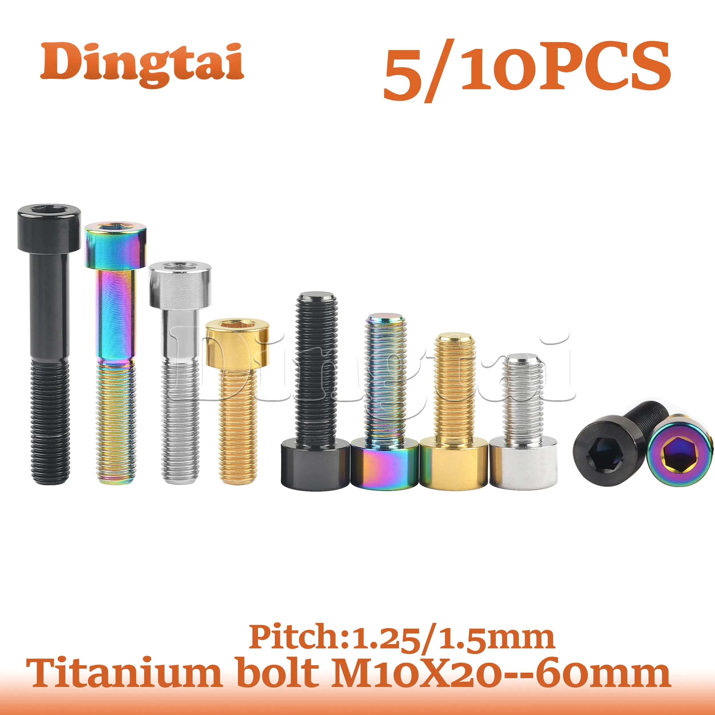 Dingtai Titanium Bolts 5/10PCS M10x 20 25 30 35 40 45 50 55 60 mm Stigma Allen Key Screw for MTB / Road Bicycle Seatpost Brake
Dingtai Titanium Bolts 5/10PCS M10x 20 25 30 35 40 45 50 55 60 mm Stigma Allen Key Screw for MTB / Road Bicycle Seatpost Brake