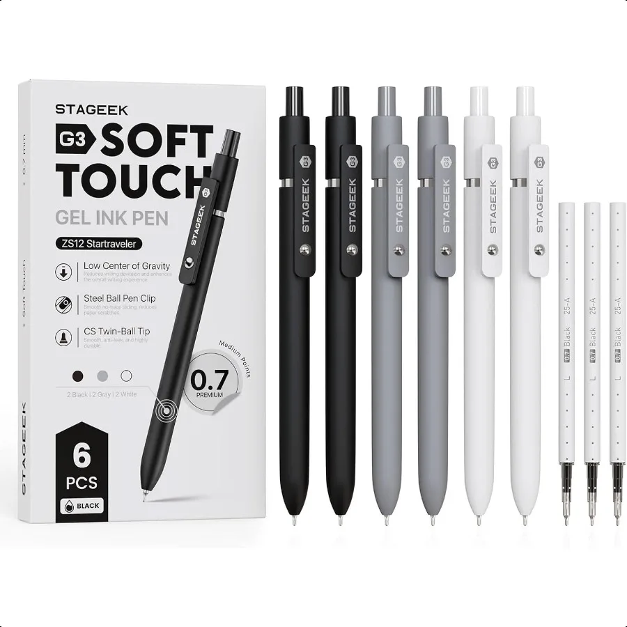 Черные гелевые ручки, 6 шт., гладкие ручки для письма с тонкими точками и 3 дополнительными стержнями, быстросохнущие черные чернильные ручки для ведения журналов, офисных заметок
Черные гелевые ручки, 6 шт., гладкие ручки для письма с тонкими точками и 3 дополнительными стержнями, быстросохнущие черные чернильные ручки для ведения журналов, офисных заметок