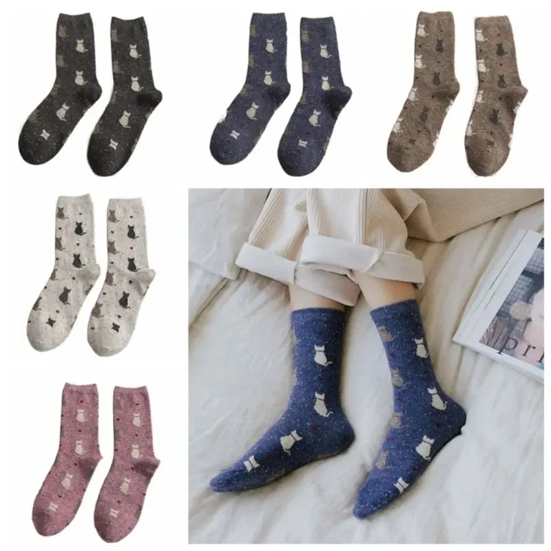 Vintage Animal Cat Socks Harajuku Wool Middle Tube Socks Korean Style Art Cartoon Socks Ladies Kawaii Thick Cute Sockings Носки
Vintage Animal Cat Socks Harajuku Wool Middle Tube Socks Korean Style Art Cartoon Socks Ladies Kawaii Thick Cute Sockings Носки