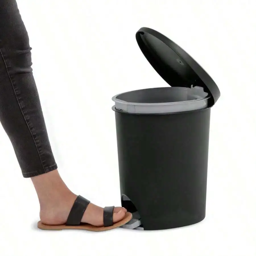 Black Foot Pedal Trash Can With Lid 6L Plastic Bathroom Kitchen Waste Bin
Black Foot Pedal Trash Can With Lid 6L Plastic Bathroom Kitchen Waste Bin