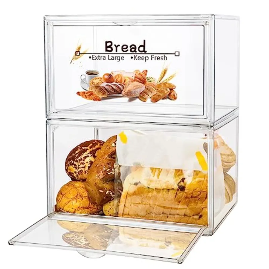 Large for Countertop, Stackable Double Layer Storage Container, Clear Boxes for Kitchen Counter, Bread Keeper for Homemade Bage
Large for Countertop, Stackable Double Layer Storage Container, Clear Boxes for Kitchen Counter, Bread Keeper for Homemade Bage