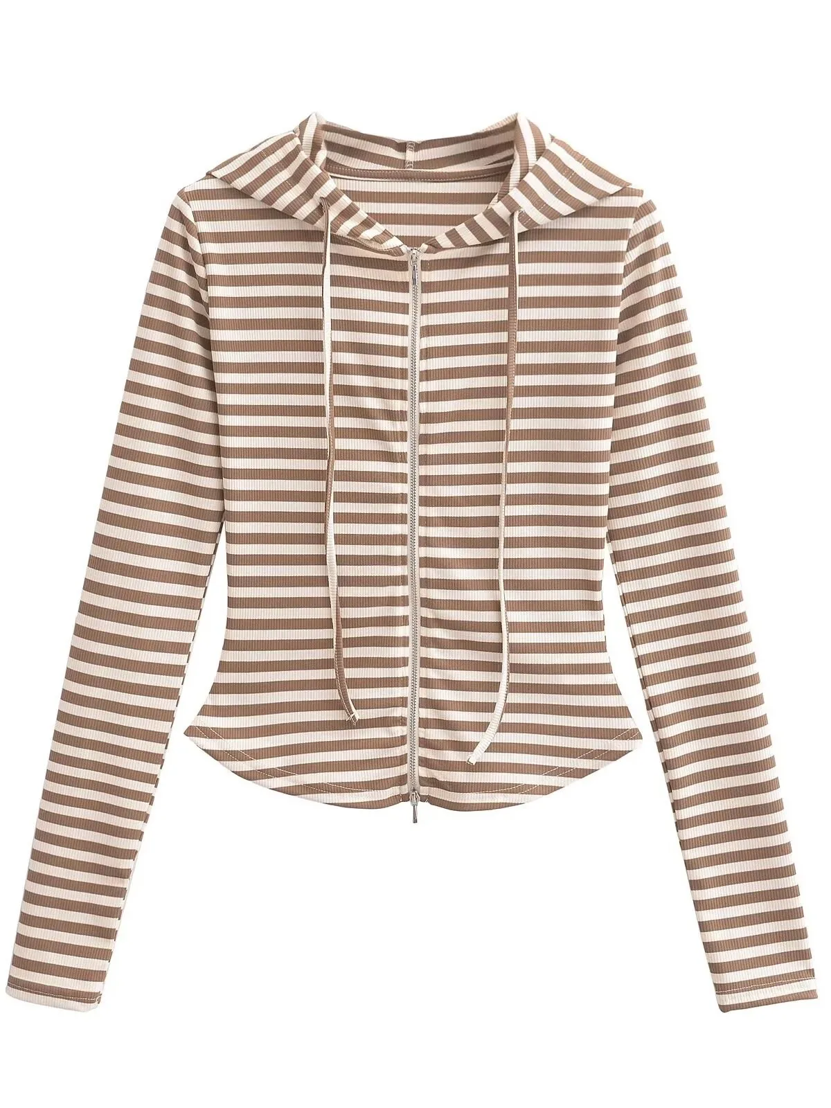 2024 Autumn New Contrasting Color Striped Hooded Zipper Cardigan Women Cinching Waist Casual Versatile Slim Short Top 259Y
2024 Autumn New Contrasting Color Striped Hooded Zipper Cardigan Women Cinching Waist Casual Versatile Slim Short Top 259Y