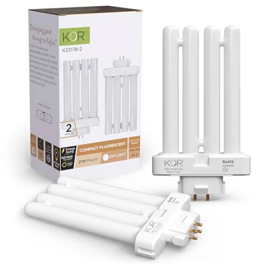 Pack of 2 FML2765K Light Bulbs 27 Watt 4 Pin FML Lamp Replacement Bulb Natural Spectrum CFL 27W Plugin GX10Q4 Base
Pack of 2 FML2765K Light Bulbs 27 Watt 4 Pin FML Lamp Replacement Bulb Natural Spectrum CFL 27W Plugin GX10Q4 Base