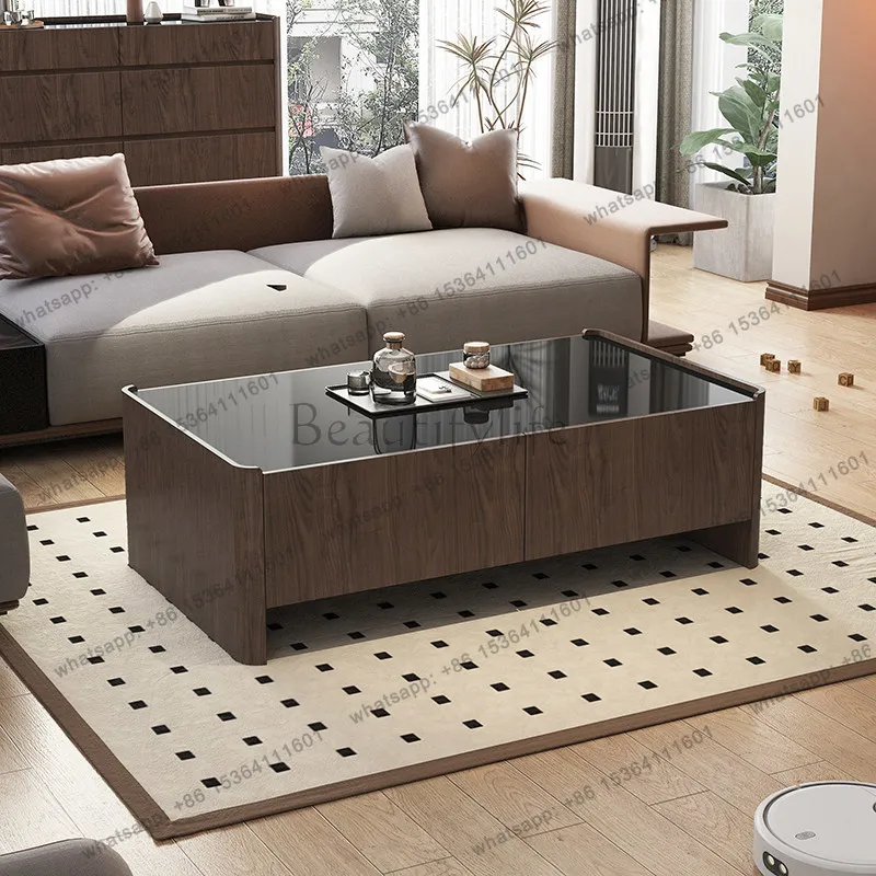 Vintage medieval style coffee table Nordic tempered glass tea table wabi sandy wind black walnut
Vintage medieval style coffee table Nordic tempered glass tea table wabi sandy wind black walnut