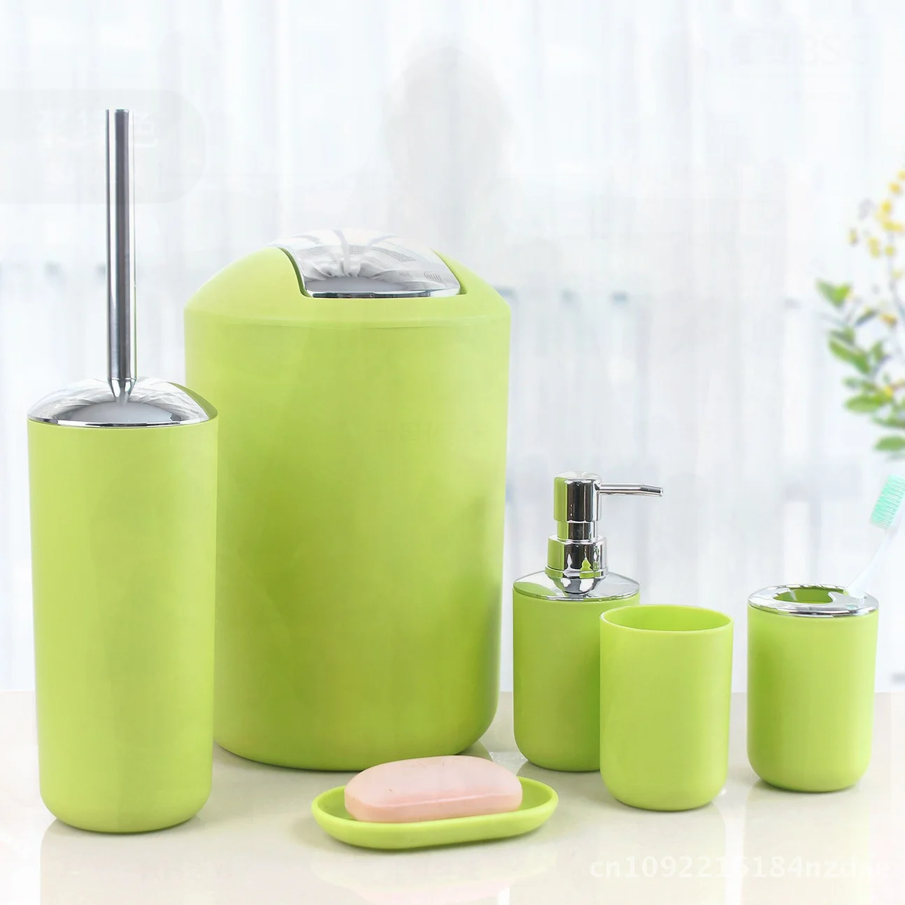 Six-Piece Bathroom Tray Kit - Toilet Brush Soap Holder Toothbrush Cup - Plastic Hotel Bath Set in Black White Gray Mixed Colors
Six-Piece Bathroom Tray Kit - Toilet Brush Soap Holder Toothbrush Cup - Plastic Hotel Bath Set in Black White Gray Mixed Colors