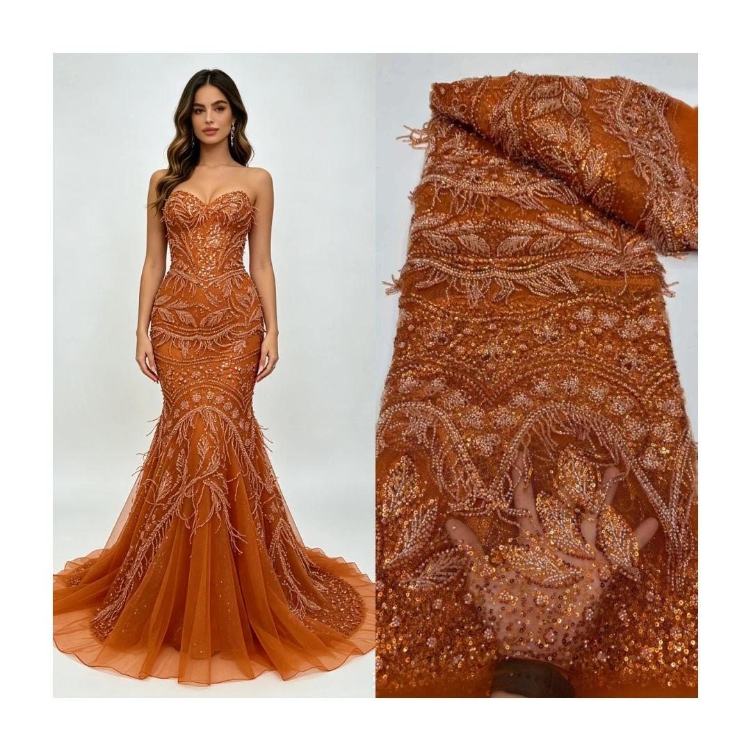 Luxury Gold Beaded Sequins Lace Fabric Tulle Lace African Lace Fabric 5 Yards High Quality Sequence Mesh Lace Fabric For Sewing
Luxury Gold Beaded Sequins Lace Fabric Tulle Lace African Lace Fabric 5 Yards High Quality Sequence Mesh Lace Fabric For Sewing