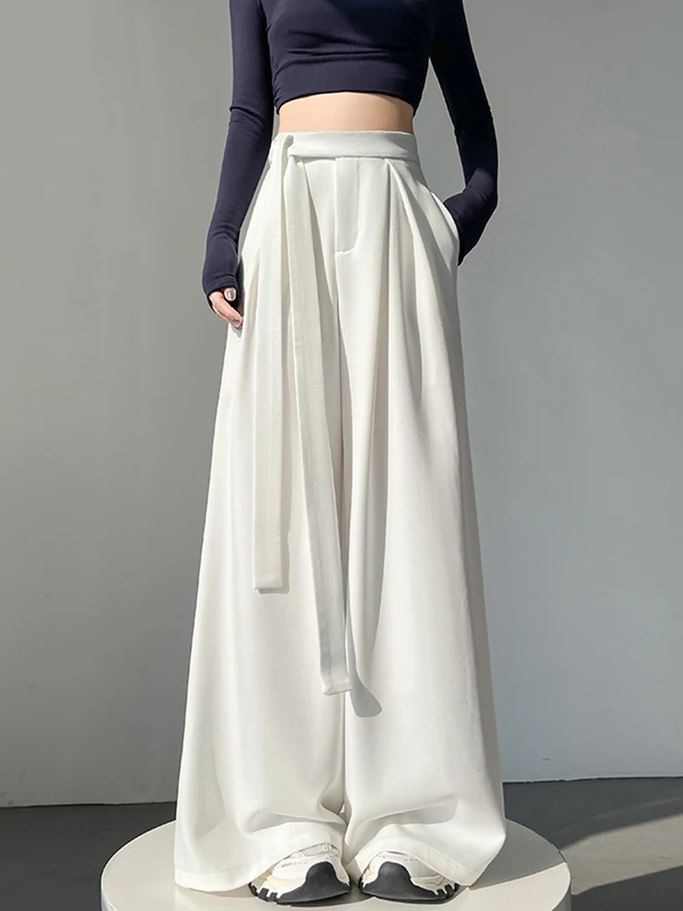 Elegant Women's Wide Leg Pants Straight Cut Loose Fitting Slimming Drapey Casual Floor Length White Trousers Suit Style
Elegant Women's Wide Leg Pants Straight Cut Loose Fitting Slimming Drapey Casual Floor Length White Trousers Suit Style