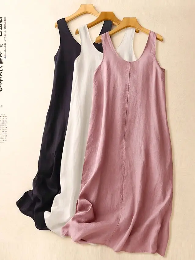 Elegant Summer Sweet Mid-Length Straight Cut Casual Sleeveless Dress Versatile High Waist Cotton Gown for Ladies
Elegant Summer Sweet Mid-Length Straight Cut Casual Sleeveless Dress Versatile High Waist Cotton Gown for Ladies