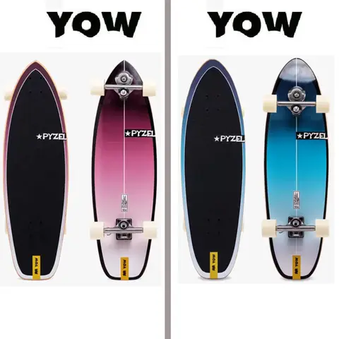 Whole kit YOW land surf skateboard PYZEL model red and blue designs 33.5inch has double curvy sides pro good quality