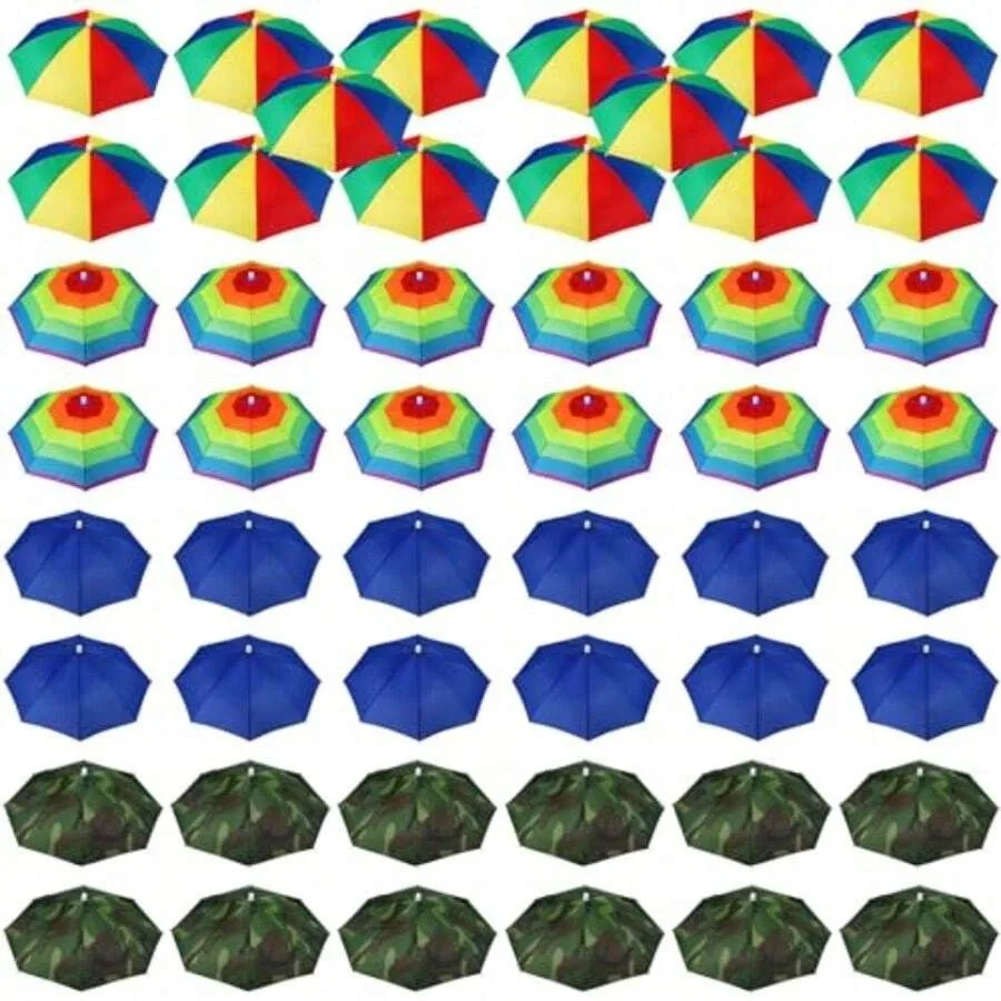 Kacctyen 50 Pcs Umbrella Hat For Adults Waterproof Head Umbrella Cap For Beach Fishing Hiking Camping
Kacctyen 50 Pcs Umbrella Hat For Adults Waterproof Head Umbrella Cap For Beach Fishing Hiking Camping