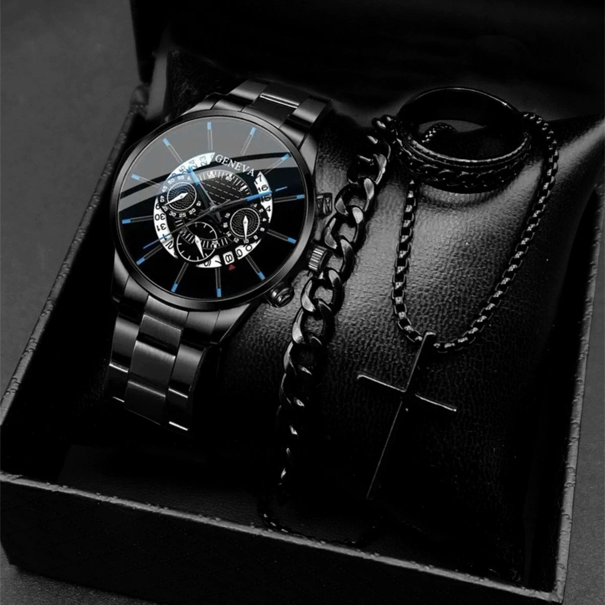 4PCS/Set Fashion Men's Watch Casual Gold Steel Band Analog Male Quartz Watches Jewelry Set(Without Box)
4PCS/Set Fashion Men's Watch Casual Gold Steel Band Analog Male Quartz Watches Jewelry Set(Without Box)
