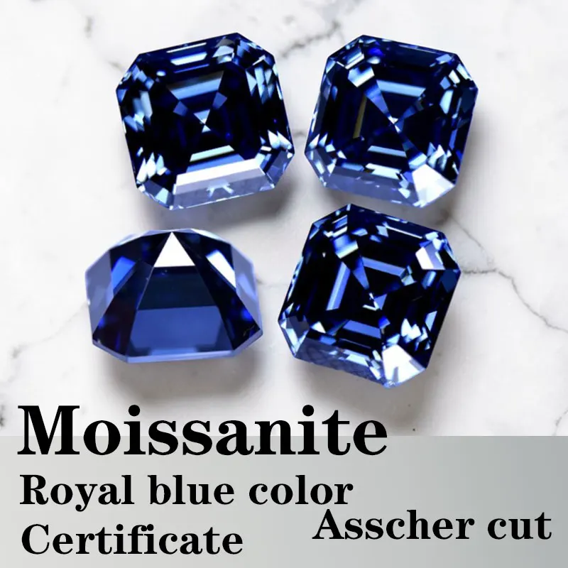 Moissanite VVS1 Square Shape Asscher Cut Royal Biue Color Certificate Artificial Gemstone
Moissanite VVS1 Square Shape Asscher Cut Royal Biue Color Certificate Artificial Gemstone