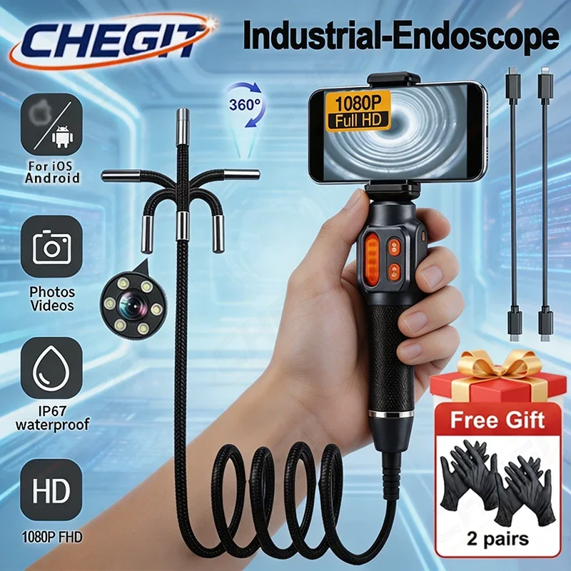 360° Articulating 1080P HD Endoscope Camera Borescope Inspection Camera Digital Microscope For Android/iOS Phone Auto repair
360° Articulating 1080P HD Endoscope Camera Borescope Inspection Camera Digital Microscope For Android/iOS Phone Auto repair
