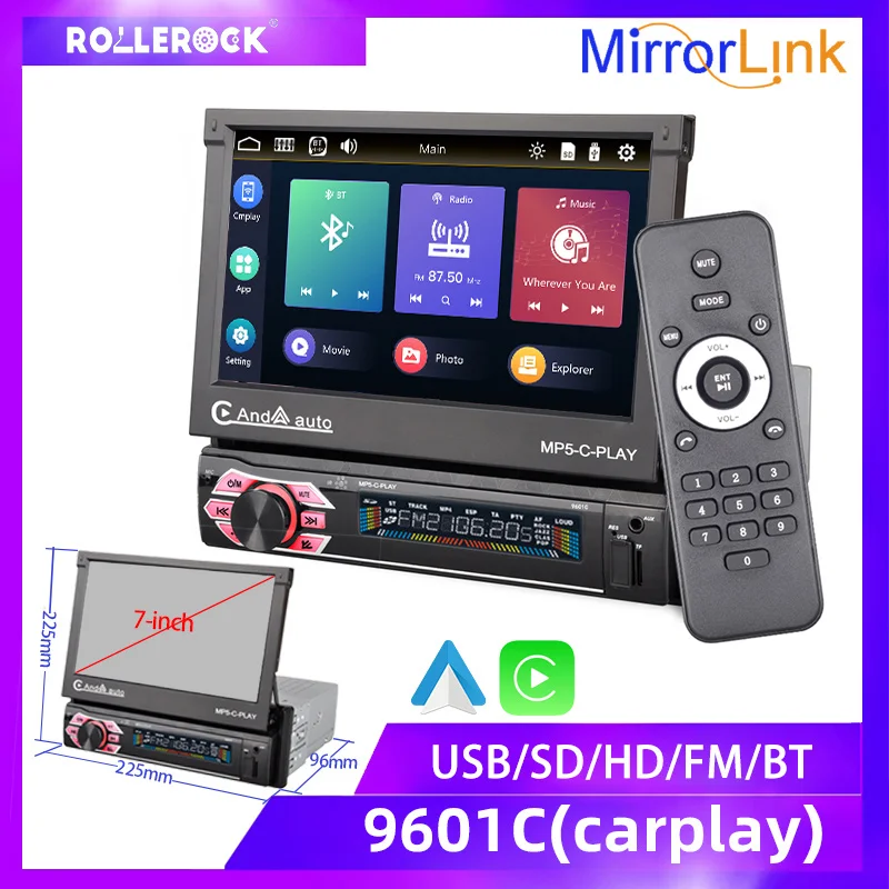 7 Inch Motorized Retractable Screen Car Radio MP5 Player Single Din Bluetooth FM USB For Universal Car 9601C
7 Inch Motorized Retractable Screen Car Radio MP5 Player Single Din Bluetooth FM USB For Universal Car 9601C