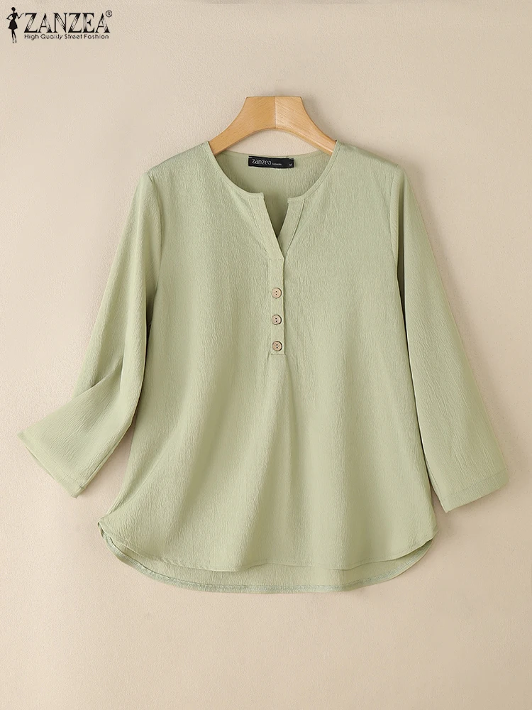 ZANZEA Women Summer Blouses Casual 3/4 Sleeve Solid Work Shirt V Neck Tunic Tops Female Chemise Elegant Work OL Blusas Oversize
ZANZEA Women Summer Blouses Casual 3/4 Sleeve Solid Work Shirt V Neck Tunic Tops Female Chemise Elegant Work OL Blusas Oversize