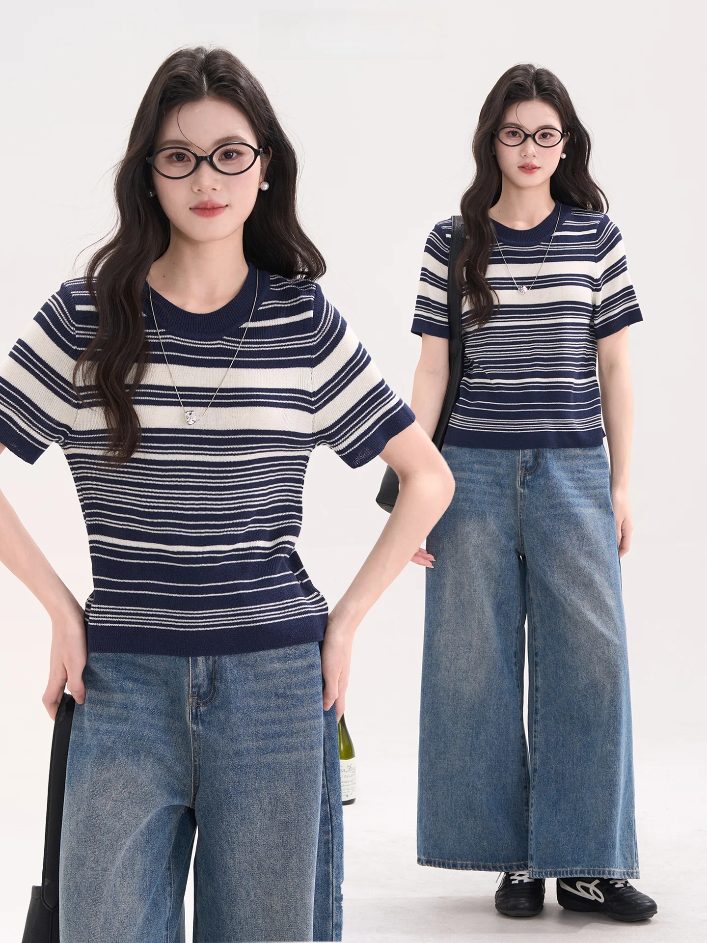 Heme Casual Stripe Knitwear round Neck Short Sleeve Women's Spring Summer Top Quality Lyocell Window Display Floral Field
Heme Casual Stripe Knitwear round Neck Short Sleeve Women's Spring Summer Top Quality Lyocell Window Display Floral Field