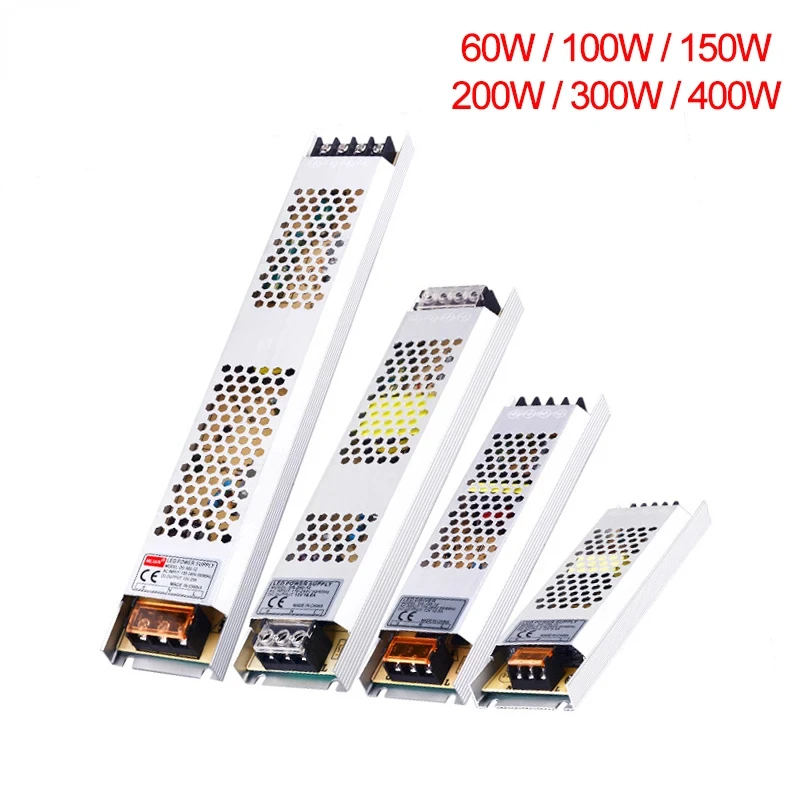 Ultra Thin LED Power Supply DC 12V 24V Lighting Transformers 60W 100W 150W 200W 300W 400W AC180-260V Driver For LED Strip Lights
Ultra Thin LED Power Supply DC 12V 24V Lighting Transformers 60W 100W 150W 200W 300W 400W AC180-260V Driver For LED Strip Lights