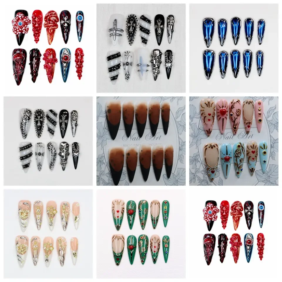 3D Handmade Long Stiletto Press On Nails, Custom Painted Fake Nail Set with File
3D Handmade Long Stiletto Press On Nails, Custom Painted Fake Nail Set with File