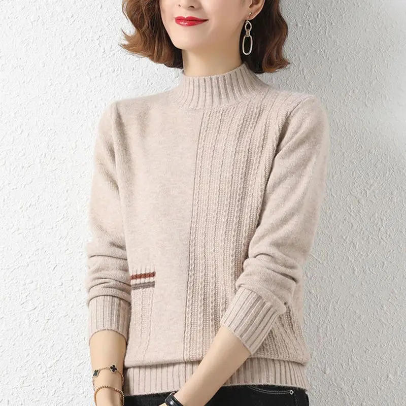 2023 Autumn Winter Thicken Warm Pullover Sweater Women Loose Casual Knitted Sweater Half High Collar Fashion Office Lady Sweater
2023 Autumn Winter Thicken Warm Pullover Sweater Women Loose Casual Knitted Sweater Half High Collar Fashion Office Lady Sweater