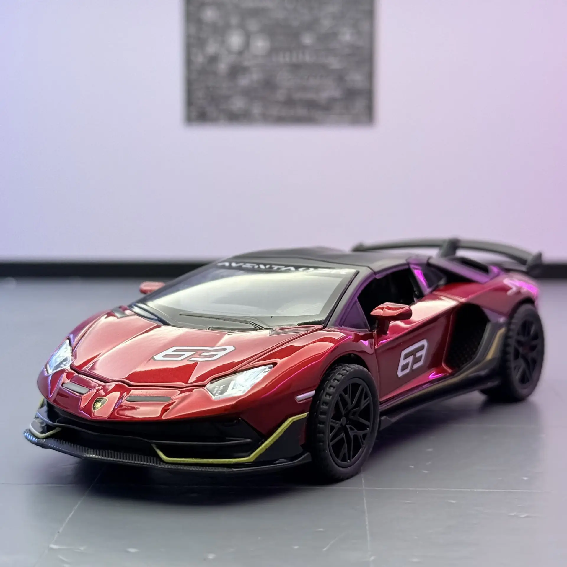 Car Model 1:32 Rambo SVJ63 Alloy Convertible Sports Car Model Ornament Sound and Light Pull Back Toy Car Delivery
Car Model 1:32 Rambo SVJ63 Alloy Convertible Sports Car Model Ornament Sound and Light Pull Back Toy Car Delivery