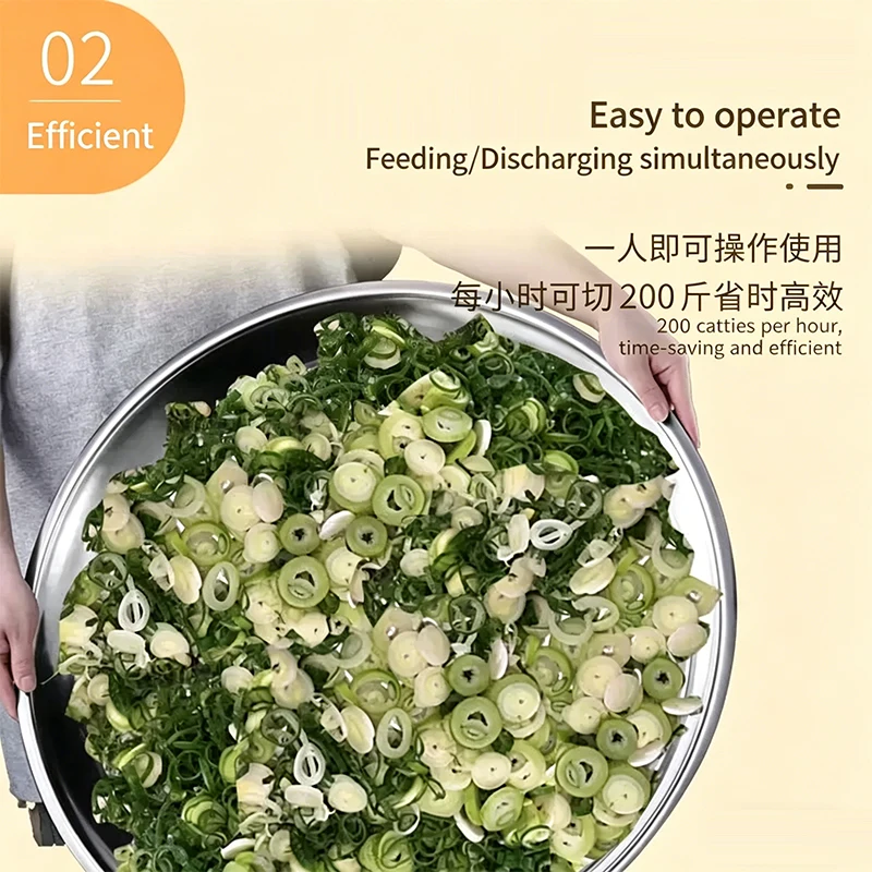 Automatic Vegetable Cutter 3MM Scallion Slicing, 100KG/H High-Efficiency Multi-Function Vegetable Cutter, Garlic/Green Bean Cutt
Automatic Vegetable Cutter 3MM Scallion Slicing, 100KG/H High-Efficiency Multi-Function Vegetable Cutter, Garlic/Green Bean Cutt