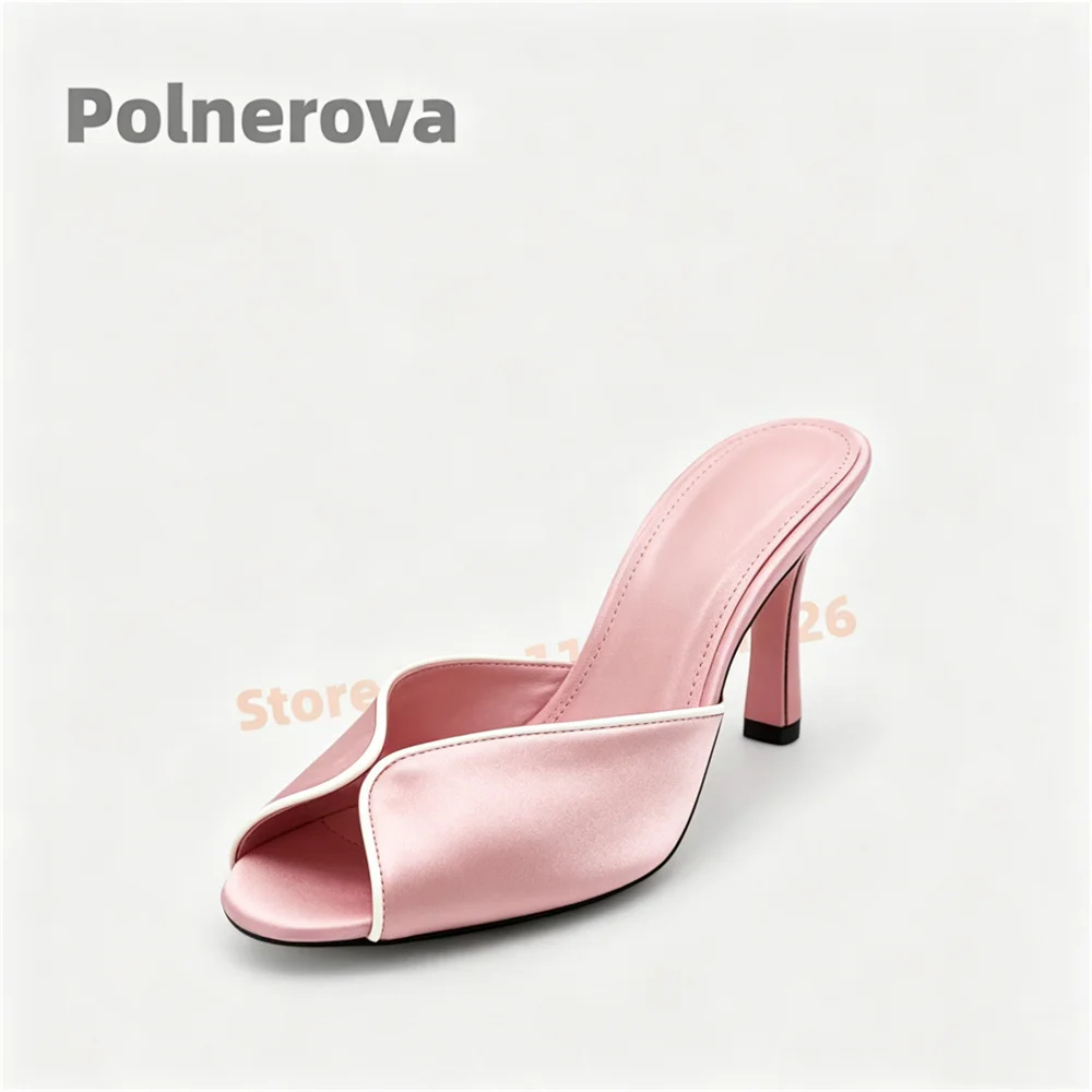 Women's Stiletto Peep Toe Satin Slippers Solid Open Toe High Heels Mules Slip-On Elegant Shallow Breathable Party Summer Shoes
Women's Stiletto Peep Toe Satin Slippers Solid Open Toe High Heels Mules Slip-On Elegant Shallow Breathable Party Summer Shoes
