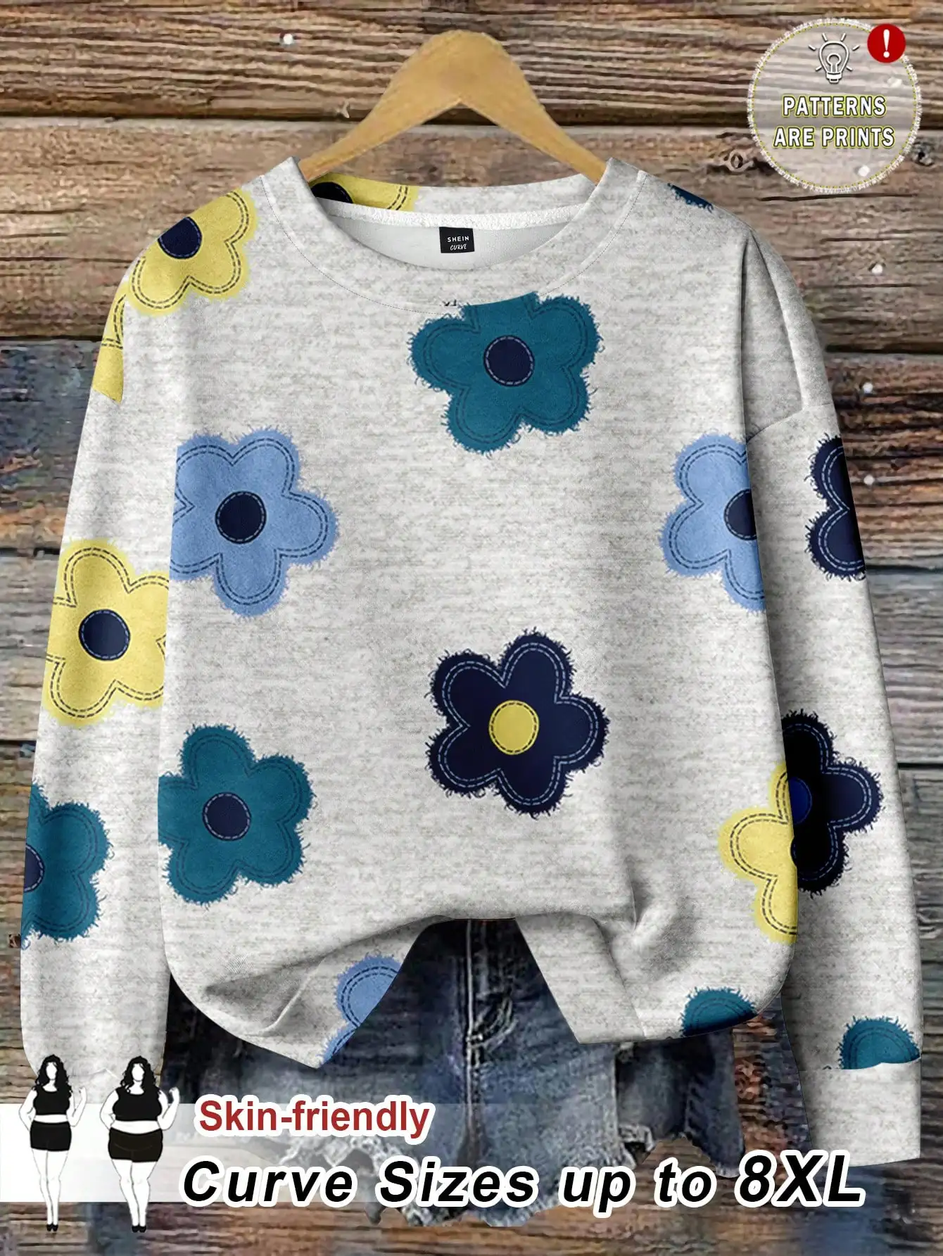 Plus Size Floral Print Sweatshirt for Women, Curve Sizes up to 8XL, Casual Autumn Winter Top with Colorful Flowers
Plus Size Floral Print Sweatshirt for Women, Curve Sizes up to 8XL, Casual Autumn Winter Top with Colorful Flowers