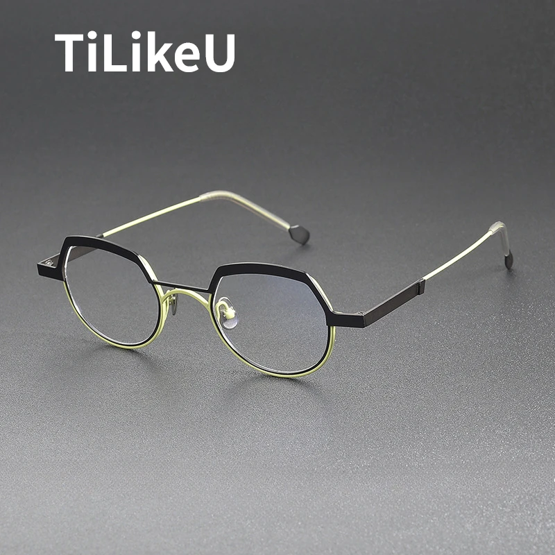 2025 New Fashion Pure Titanium Frame Two Color Polygonal Eyeglasses Designer Men and Women Trendy Anti Blue Light Glasses Frames
2025 New Fashion Pure Titanium Frame Two Color Polygonal Eyeglasses Designer Men and Women Trendy Anti Blue Light Glasses Frames
