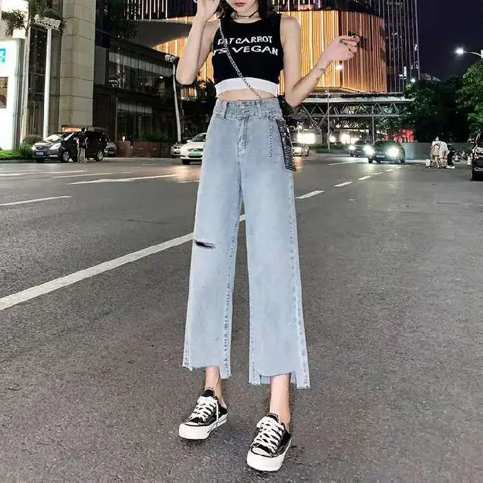 Woman Jeans Pants Ripped Spring Summer Straight Loose High Waist Pants Pantalones Vaqueros Mujer
Woman Jeans Pants Ripped Spring Summer Straight Loose High Waist Pants Pantalones Vaqueros Mujer
