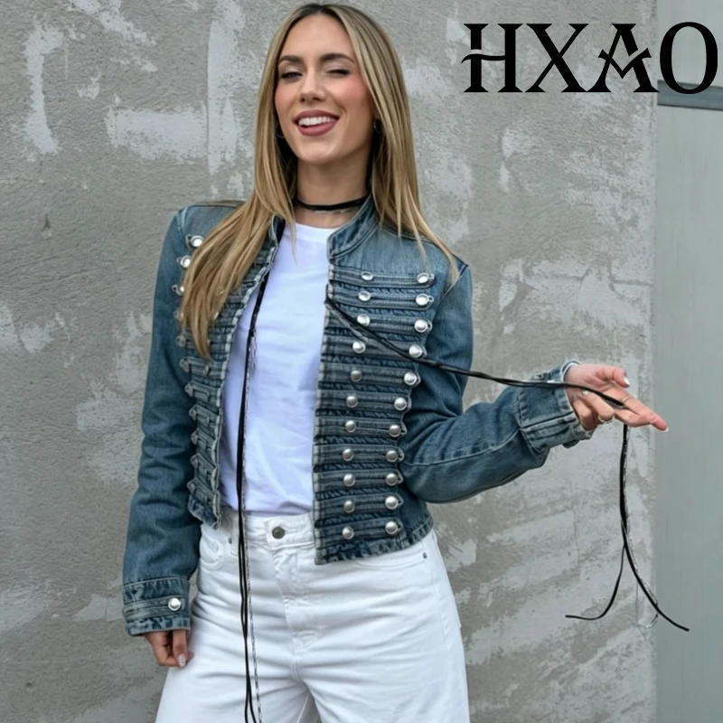 HXAO Button Denim Jacket 2026 Woman Demi-Season Long Sleeve Top Cropped Jean Jacket Fitted White Blue Jackets Y2K Outerwear
HXAO Button Denim Jacket 2026 Woman Demi-Season Long Sleeve Top Cropped Jean Jacket Fitted White Blue Jackets Y2K Outerwear