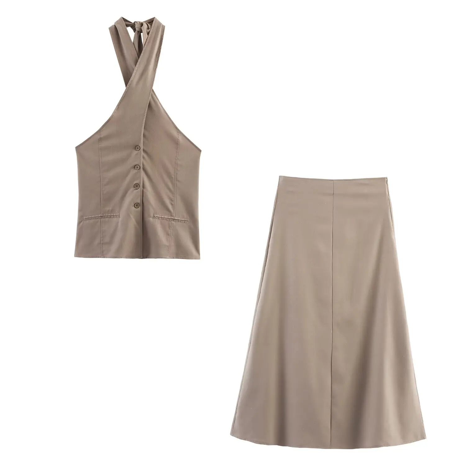 2025 новый летний женский повседневный модный простой темпераментный жилет с открытой спиной + юбка до половины тела с высокой талией
2025 новый летний женский повседневный модный простой темпераментный жилет с открытой спиной + юбка до половины тела с высокой талией