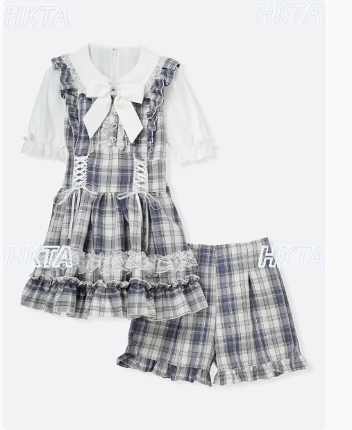 Японский сладкий милый бант с коротким рукавом Кукольный воротник Кружева Грибок Кружевная лента Тонкий торт Лолита Розовые клетчатые платья Шорты Костюмы для женщин 
Японский сладкий милый бант с коротким рукавом Кукольный воротник Кружева Грибок Кружевная лента Тонкий торт Лолита Розовые клетчатые платья Шорты Костюмы для женщин