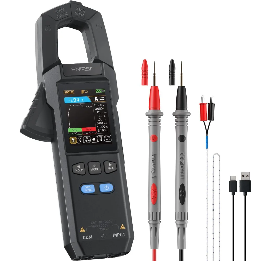 DMC-100 Digital Clamp Meter Multimeter 9999 Counts TRMS, 600A Curve Recording Rechargeable Amp Meter, Measures NCV
DMC-100 Digital Clamp Meter Multimeter 9999 Counts TRMS, 600A Curve Recording Rechargeable Amp Meter, Measures NCV