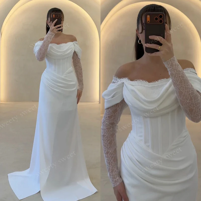Classic Wedding Dress Fully Satin Mermaid Ball Gown Full Sleeve Square Collar Customized Bride Dress Button Vestido De Novia
Classic Wedding Dress Fully Satin Mermaid Ball Gown Full Sleeve Square Collar Customized Bride Dress Button Vestido De Novia