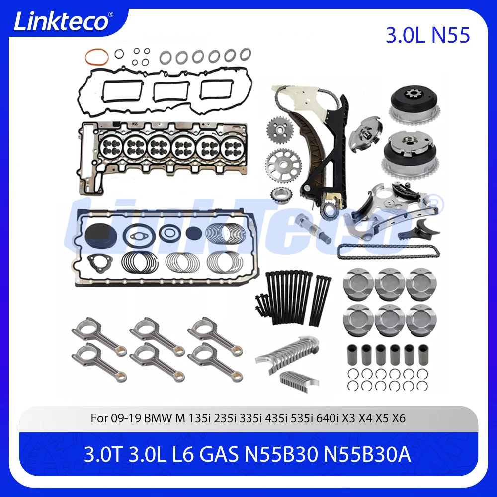 Engine Rebuilding Timing Chain VVT Gear Kit Piston Connecting Rod Full Gasket Set Fit 3.0 L L6 GAS N55 For BMW X5 X6 135i 3.0L
Engine Rebuilding Timing Chain VVT Gear Kit Piston Connecting Rod Full Gasket Set Fit 3.0 L L6 GAS N55 For BMW X5 X6 135i 3.0L