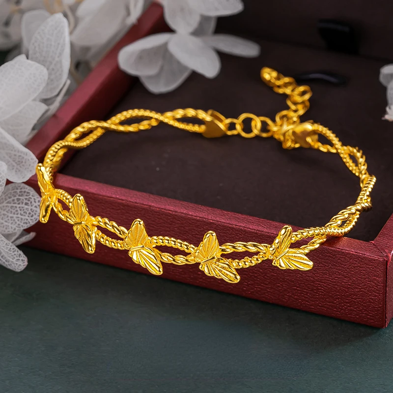 Real Gold 18 K Color Butterfly Bracelet for Women Girlfriend Engagement Birthday Mother's Day Valentine's Day Jewelry Gifts
Real Gold 18 K Color Butterfly Bracelet for Women Girlfriend Engagement Birthday Mother's Day Valentine's Day Jewelry Gifts
