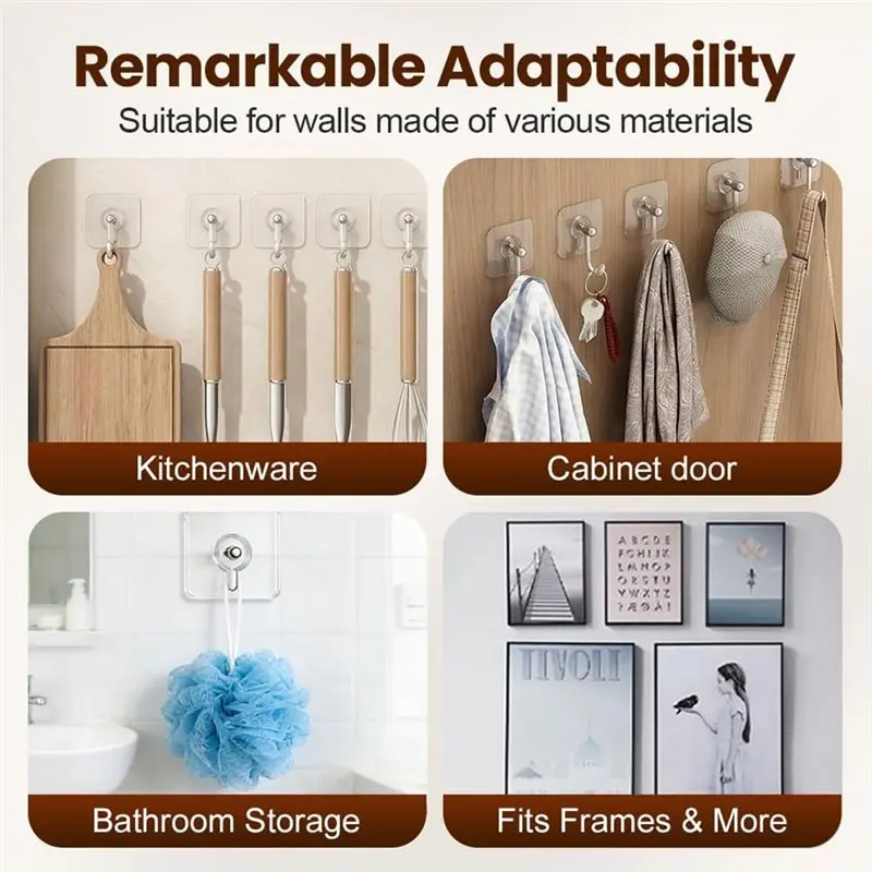 WORTHOWN-Drill-Free Heavy Duty Adhesive Hooks, For Kitchen& Bathroom Picture Hangers Without Nails, Wall Mounting Support 7X 7Cm
WORTHOWN-Drill-Free Heavy Duty Adhesive Hooks, For Kitchen& Bathroom Picture Hangers Without Nails, Wall Mounting Support 7X 7Cm