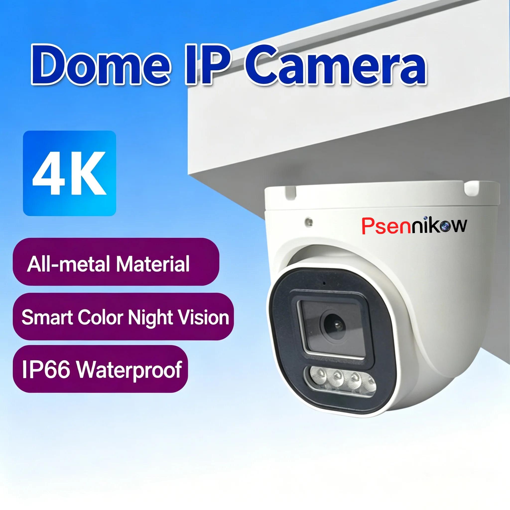 Psennikow 4K 8MP 5MP 4MP POE Surveillance Camera IP Onvif H.265 Audio Dome HD Color Night Vision CCTV Security Camera For NVR
Psennikow 4K 8MP 5MP 4MP POE Surveillance Camera IP Onvif H.265 Audio Dome HD Color Night Vision CCTV Security Camera For NVR