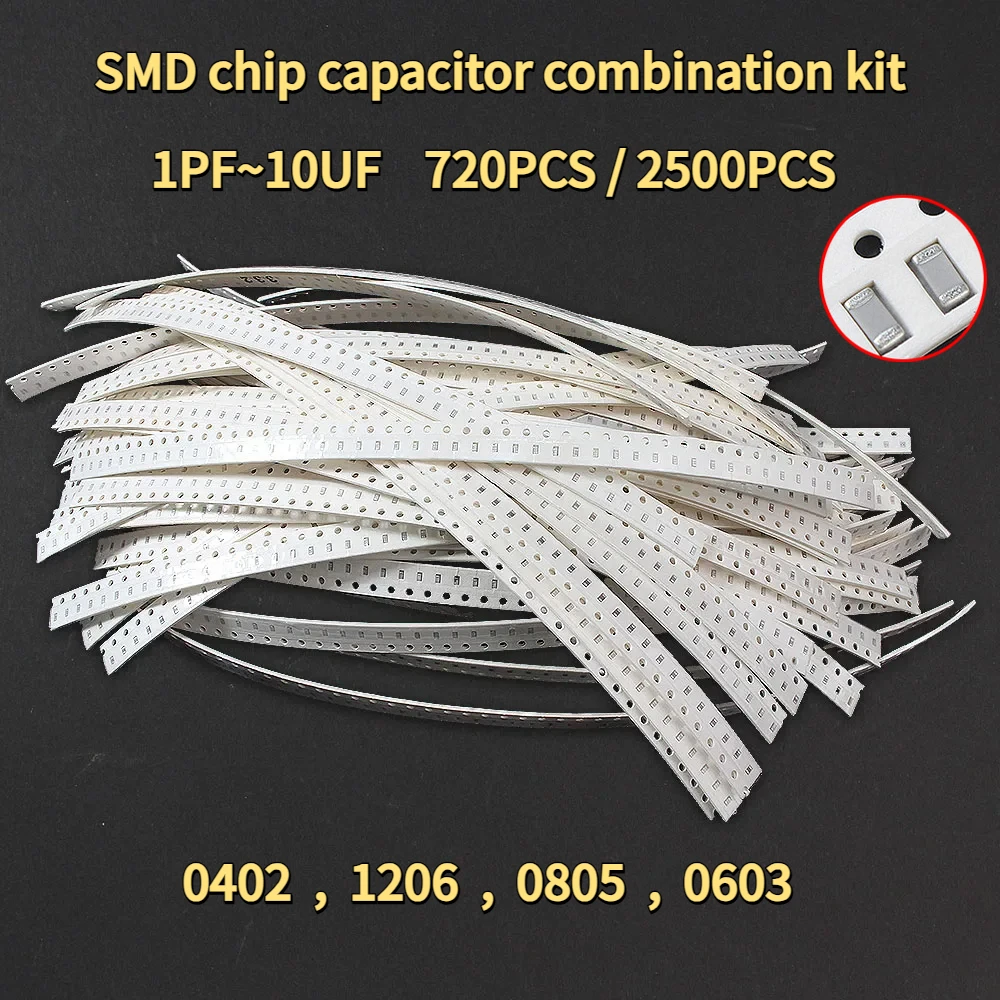 720/2500PCS SMD chip capacitor combination kit 1P~10UF Capacitor set 0402/1206/0805/0603 Ceramic Capacitors assortment kit
720/2500PCS SMD chip capacitor combination kit 1P~10UF Capacitor set 0402/1206/0805/0603 Ceramic Capacitors assortment kit