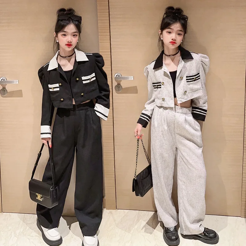 Teen Girls Clothes Set Autumn 2023 Bubble Sleeved Short Jacket+Wide Leg Pants 2pcs 4-15 Y Kids Suit Childrens Clothing Outfits
Teen Girls Clothes Set Autumn 2023 Bubble Sleeved Short Jacket+Wide Leg Pants 2pcs 4-15 Y Kids Suit Childrens Clothing Outfits