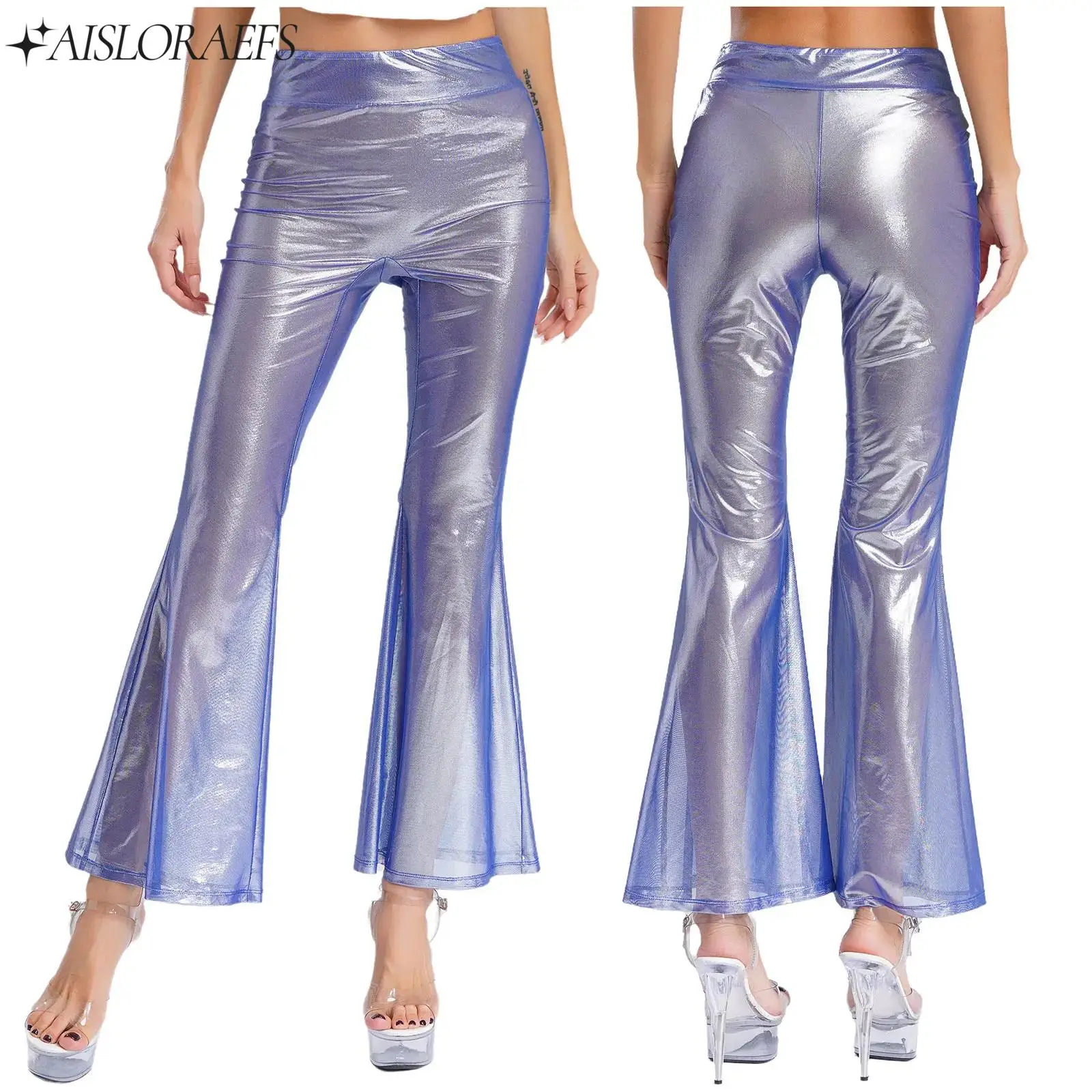 Womens See Through Sexy Hot Pants High Waist Flared Pants Sparkly Metallic Bell Pants Trousers Rave Outfit Bar Nightclub Wear
Womens See Through Sexy Hot Pants High Waist Flared Pants Sparkly Metallic Bell Pants Trousers Rave Outfit Bar Nightclub Wear
