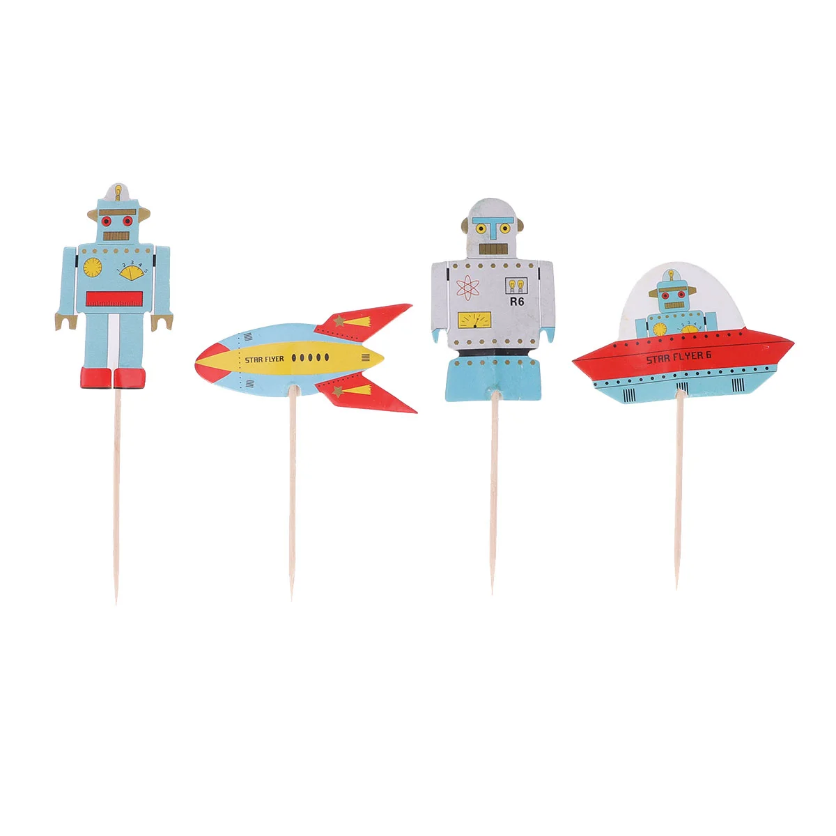 24 Pcs Cake Toppers Space Robot Pattern Cake Picks Fruit Picks Party Supplies Birthday Decorations Muffin Bread Decor
24 Pcs Cake Toppers Space Robot Pattern Cake Picks Fruit Picks Party Supplies Birthday Decorations Muffin Bread Decor