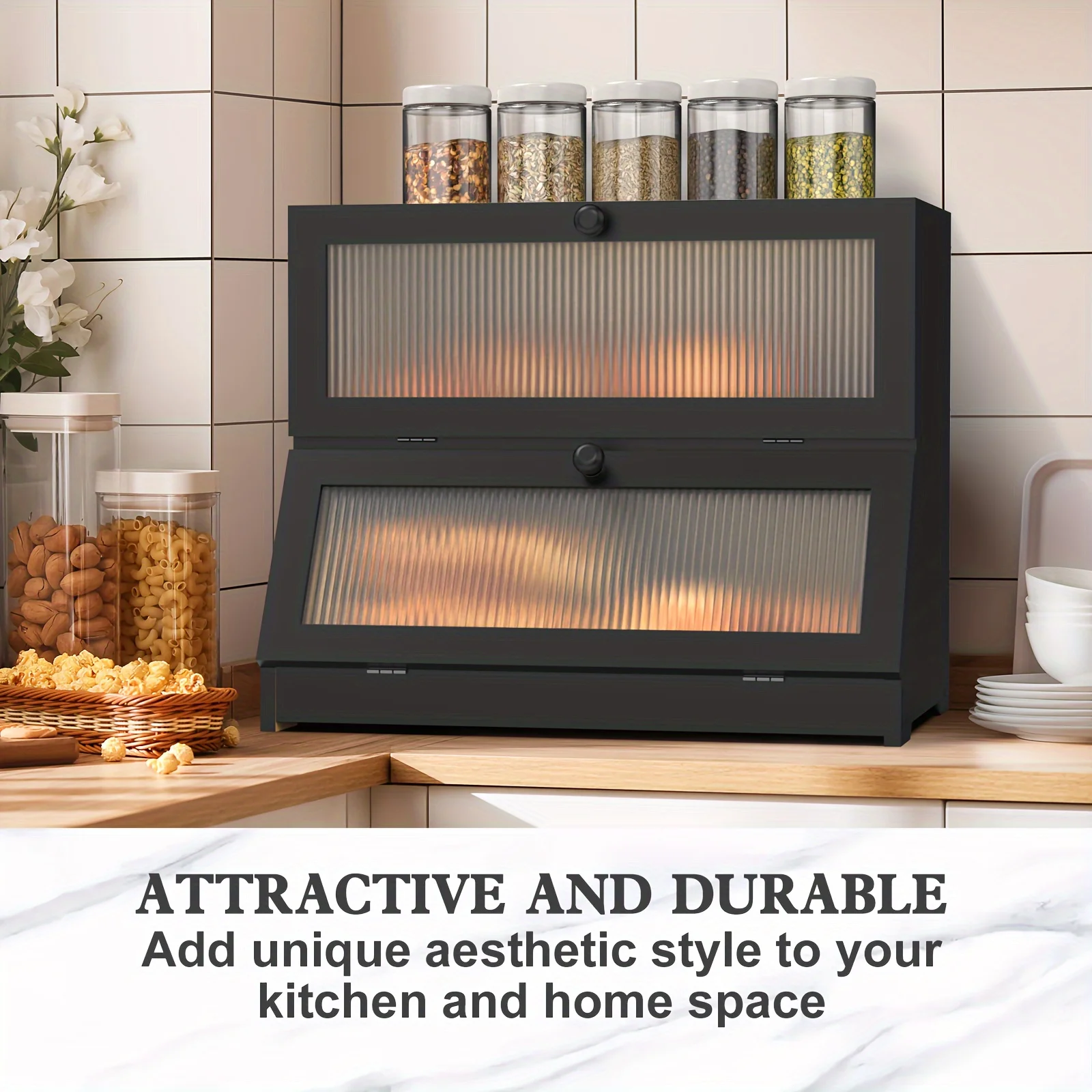 Large Bamboo Bread Box with ic Lid & Window - Double Layer Kitchen Storage Container, Reusable Bread Holder for Countertop
Large Bamboo Bread Box with ic Lid & Window - Double Layer Kitchen Storage Container, Reusable Bread Holder for Countertop