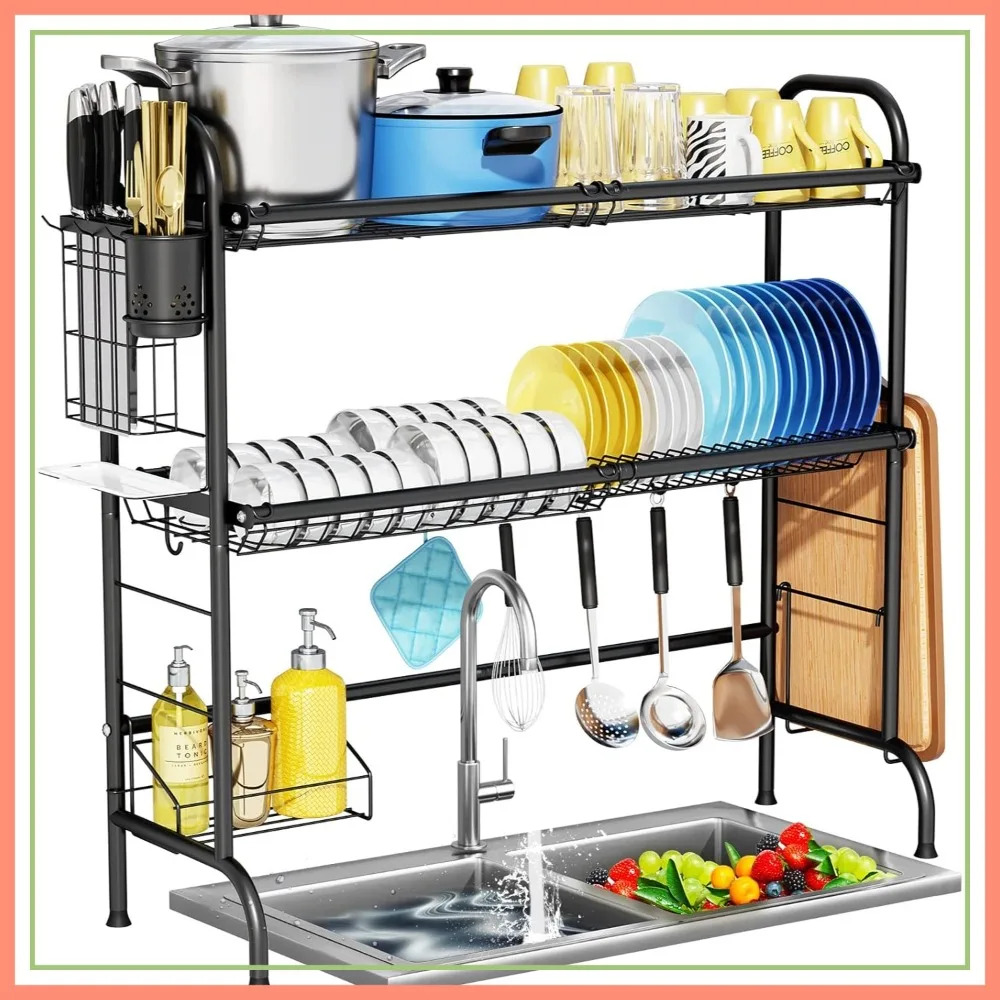 3-Tier Over The Sink Dish Drying Rack, Stainless Steel with Cutlery Holder & Chopping Board Rack, 33.9" x 11.4" x 32.3" for Maximum Kitchen Storage
3-Tier Over The Sink Dish Drying Rack, Stainless Steel with Cutlery Holder & Chopping Board Rack, 33.9" x 11.4" x 32.3" for Maximum Kitchen Storage