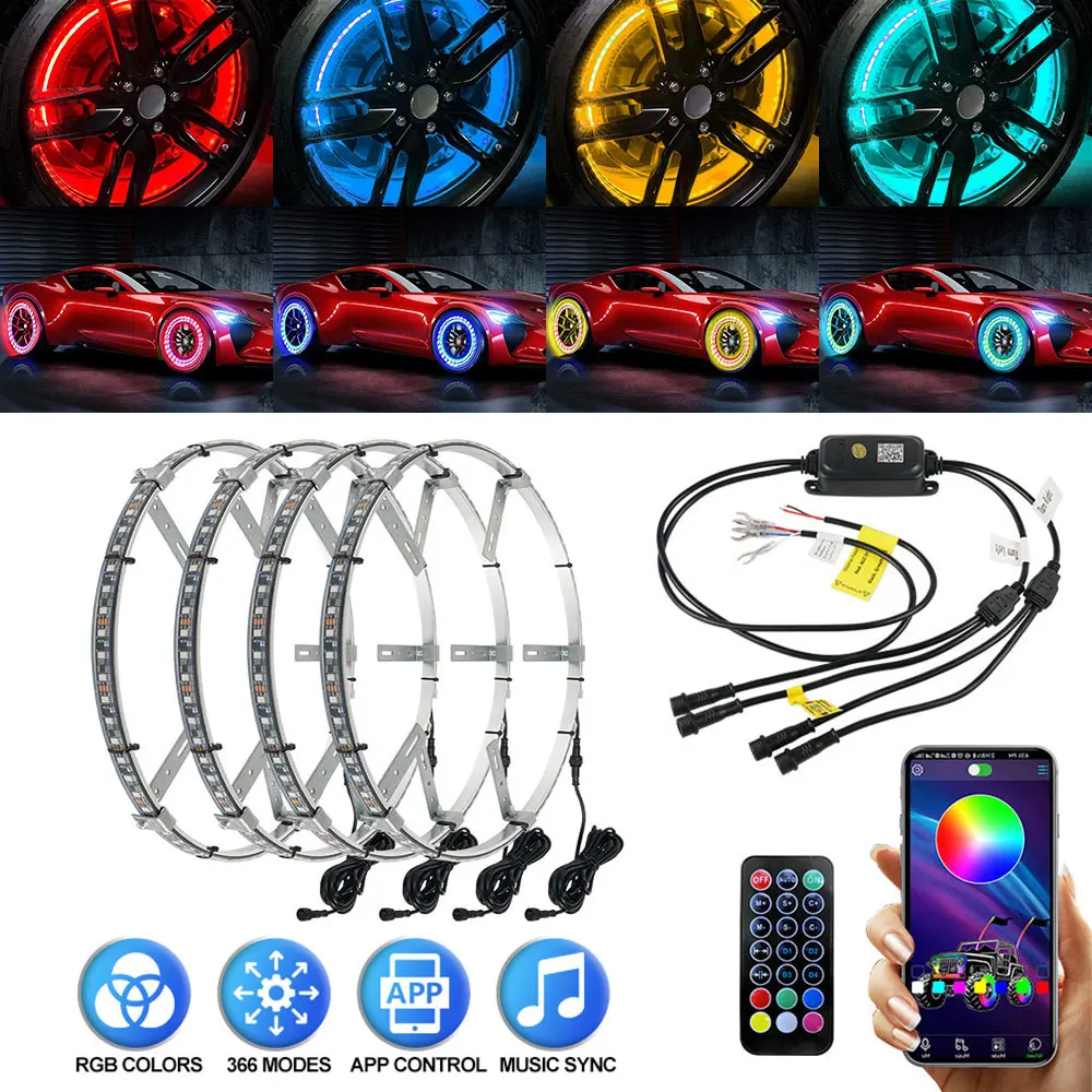 BEVINSEE 4x 15.5 Inch RGB LED Wheel Rings Rim Lights APP Remote Control Multi-color Decorative Car Hub Light Neon Wheel Lamp 12V
BEVINSEE 4x 15.5 Inch RGB LED Wheel Rings Rim Lights APP Remote Control Multi-color Decorative Car Hub Light Neon Wheel Lamp 12V